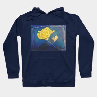 Original Yellow Rose with a blue background Hoodie